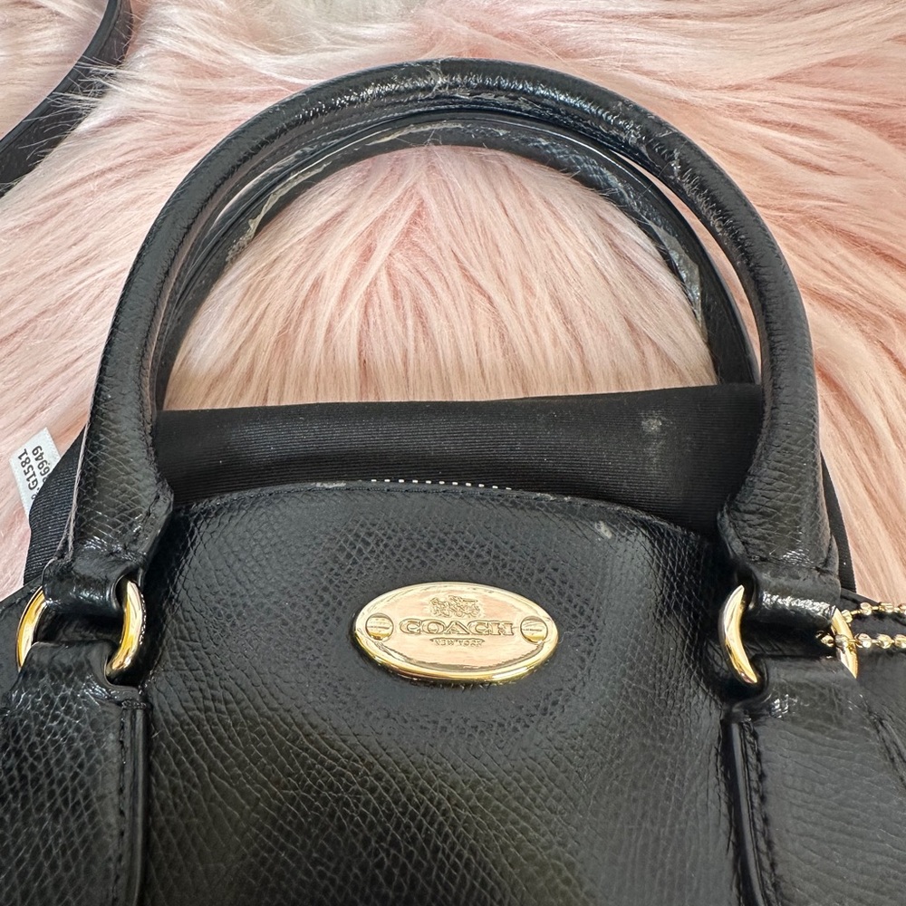 Coach Mini Dome Leather
Crossbody Satchel Bag in Black with Gold Accents - Picture 6 of 13